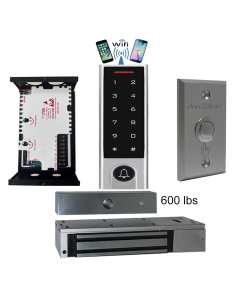 BS-H3 Narrow Stile, Touchscreen keypad, Wifi Mobile APP, Card, Code, CardCode 4in1 IP66 Waterproof Access Control + Power Adapter + Exit Button + UL listed EL-600 Magnetic lock