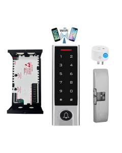 BS-H3 Narrow Stile, Touchscreen, Wifi Mobile APP, Card, Code, CardCode 4in1 IP66 Waterproof Access Control + NU-06 Power Adapter + HES-9600 E-Strike of Push Bar + BS-10 APP Smart Timer
