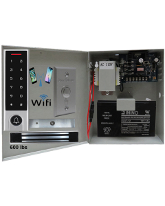 BS-H3 Narrow Stile, Touchscreen, WIFI MOBILE APP, CARD, CODE, CARDCODE 4IN1 IP66 WATERPROOF ACCESS CONTROL + POWER ADAPTER CASE WITH BATTERY BACK UP + EXIT BUTTON + UL listed NW-250 Waterproof MAGLOCK 600 LBS
