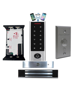 BS-H3 Narrow Stile, Touchscreen, Wifi Mobile APP, Card, Code, CardCode 4in1 IP66 Waterproof Access Control + Power Adapter + Exit Button + UL listed NW-250 Waterproof Maglock 600 lbs Holding force