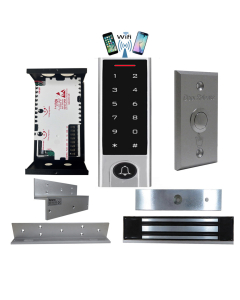 BS-H3 Narrow Stile, Touchscreen, Wifi Mobile APP, Card, Code, CardCode 4in1 IP66 Waterproof Access Control + Power Adapter + Exit Button + UL listed NW-250 Waterproof Maglock 600 lbs + LB-ZB Bracket