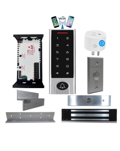 BS-H3 Narrow Stile, Touchscreen, Wifi Mobile APP, Card, Code, CardCode 4in1 IP66 Waterproof Access Control + Power Adapter + Exit Button + UL listed NW-250 Waterproof Maglock 600 lbs + LB-ZB Bracket + BS-10 APP Smart Timer