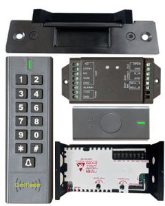 BS-SK7 Wireless Keypad & Card Reader Access Control System, IP66 + Wireless Exit Button + 12V DC Power Adapter + UL listed NJ320 Electric Strike