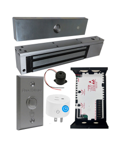 UL listed EL-1200 MAGNETIC LOCK 1200 LBs + 12V ADAPTER CONTROLLER NO/NC + EXIT BUTTON KIT + BS-10 WiFi APP Smart Plug with Timer Function