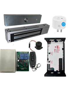 UL listed EL-1200 MAGNETIC LOCK 1200 LBs + 12V ADAPTER CONTROLLER NO/NC + REMOTE CONTROL KIT + BS-10 WiFi APP Smart Plug with Timer Function