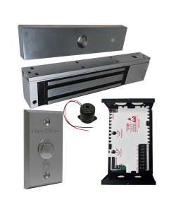 UL Listed EL-600 Maglock 600 LBs + 12V Adapter Controller NO/NC + Exit Button Kit 
