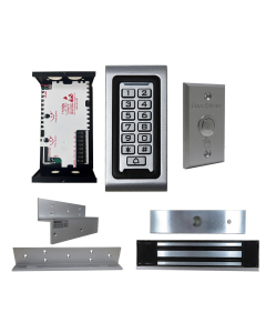 SA-600 STANDALONE ACCESS CONTROL + POWER ADAPTER CONTROLLER-NO/NC + EXIT BUTTON + UL listed NW-250 600 LBS MAGLOCK + LB-ZB Bracket