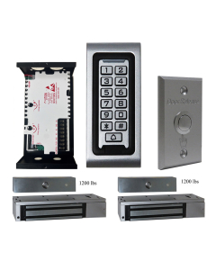 SA-600 Standalone Access control + Power Adapter Controller-NO/NC + Exit Button + 2 x UL listed 1200 lbs Maglock For Double Doors