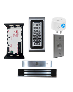 SA-600 Standalone Access control + Power Adapter Controller-NO/NC + Exit Button + UL listed NW-250 Waterproof 600 lbs Maglock + BS-10 WiFi APP Smart Plug with Timer Function
