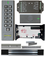 BS-SK7 Wireless Keypad & Card Reader Access Control System, IP66 + Wireless Exit Button + 12V DC Power Adapter + UL listed NW-250 Waterproof Maglock 600 lbs + LB-ZB Bracket 