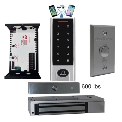 BS-H3 Narrow Stile, Touchscreen keypad, Wifi Mobile APP, Card, Code, CardCode 4in1 IP66 Waterproof Access Control + Power Adapter + Exit Button + UL listed EL-600 Magnetic lock