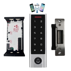 BS-H3 Narrow Stile, Touchscreen, Wifi Mobile APP, Card, Code, CardCode 4in1 IP66 Waterproof Access Control + NU-06 Power Adapter + UL listed NJ-320 ANSI Heavy Duty Electric Strike 