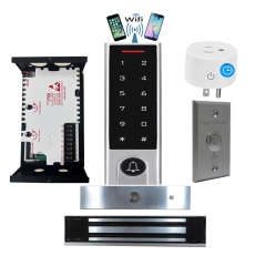 BS-H3 Narrow Stile, Touchscreen, Wifi Mobile APP, Card, Code, CardCode 4in1 IP66 Waterproof Access Control + Power Adapter + Exit Button + UL listed NW-250 Waterproof Maglock 600 lbs Holding force + BS-10 APP Smart Timer