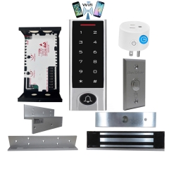 BS-H3 Narrow Stile, Touchscreen, Wifi Mobile APP, Card, Code, CardCode 4in1 IP66 Waterproof Access Control + Power Adapter + Exit Button + UL listed NW-250 Waterproof Maglock 600 lbs + LB-ZB Bracket + BS-10 APP Smart Timer