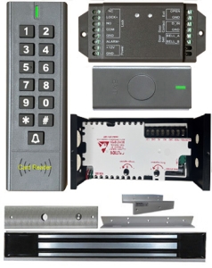 BS-SK7 Wireless Keypad & Card Reader Access Control System, IP66 + Wireless Exit Button + 12V DC Power Adapter + UL listed NW-250 Waterproof Maglock 600 lbs + LB-ZB Bracket