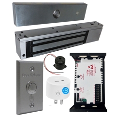 UL listed EL-600 Maglock 600 LBs + 12V Adapter Controller NO/NC + Exit Button Kit  + BS-10 WiFi APP Smart Plug with Timer Function