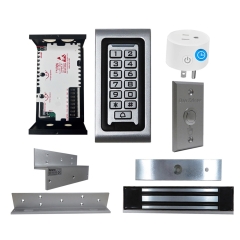 SA-600 STANDALONE ACCESS CONTROL + POWER ADAPTER CONTROLLER-NO/NC + EXIT BUTTON + UL listed NW-250 600 LBS MAGLOCK + LB-ZB Bracket + BS-10 WiFi APP Smart Plug with Timer Function 
