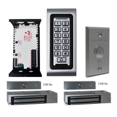 SA-600 Standalone Access control + Power Adapter Controller-NO/NC + Exit Button + 2 x UL listed 1200 lbs Maglock For Double Doors