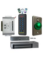 BS-33 Wifi Mobile APP, Card, Code, Card+Code 4in1 Waterproof Access Control + Power Adapter + Exit Button + EL-1200 Maglock 1200 lbs