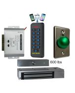 BS-33 Wifi Mobile APP, Card, Code, Card+Code 4in1 Waterproof Access Control + Power Adapter + Exit Button + EL-600 Maglock 600 lbs