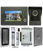 High Quality VDP-C37 Video Door Phone 7' Monitor with Weatherproof Outside Camera + SA-600 Standalone , Keypad, ID Card Access_Control + POWER ADAPTER + EXIT BUTTON + 1200 LBS MAGLOCK