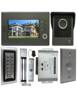 High Quality VDP-C37 Video Door Phone 7' Monitor with Weatherproof Outside Camera + SA-600 Standalone , Keypad, ID Card Access_Control + POWER ADAPTER + EXIT BUTTON + 600 LBS MAGLOCK