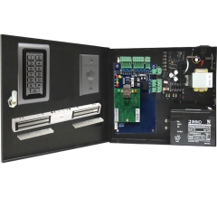 BS-001DB SINGLE DOOR TCP/IP ACCESS CONTROL+POWER SUPPLY+12V BATTERY+ READER+EXIT BUTTON+1 X DOUBLE DOOR 600 LBS EACH MAGLOCK