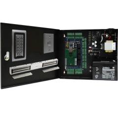 BS-004DB 4-DOORS TCP/IP ACCESS CONTROL+POWER SUPPLY+12V BATTERY+4 READERS+4 EXIT BUTTONS+4 x 600 LBs Double Door Maglocks