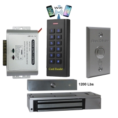 BS-35 Wifi Mobile APP, Card, Code, Card+Code 4in1 Waterproof Access Control + Power Adapter + Exit Button + EL-1200 Maglock 1200 lbs