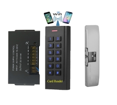 BS-35 Wifi Mobile APP, Card, Code, Card+Code 4in1 Waterproof Access Control + NU-06 Power Adapter + HES-9600 E-Strike of Push Bar