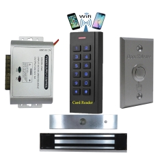 BS-35 Wifi Mobile APP, Card, Code, Card+Code 4in1 Waterproof Access Control + Power Adapter + Exit Button + NW-250 Waterproof Maglock 600 lbs Holding force