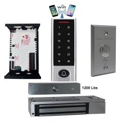BS-H3 Narrow Stile, Touchscreen, Wifi Mobile APP, Card, Code, CardCode 4in1 IP66 Waterproof Access Control + Power Adapter + Exit Button + EL-1200 Maglock 1200 lbs