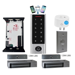 BS-H3 Narrow Stile, Touchscreen, Wifi Mobile APP, Card, Code, CardCode 4in1 IP66 Waterproof Access Control + Power Adapter + Exit Button + 2 x EL-1200 Maglocks 1200 lbs + BS-10 APP Smart Timer 