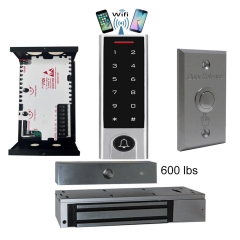 BS-H3 Narrow Stile, Touchscreen keypad, Wifi Mobile APP, Card, Code, CardCode 4in1 IP66 Waterproof Access Control + Power Adapter + Exit Button + EL-600 Magnetic lock
