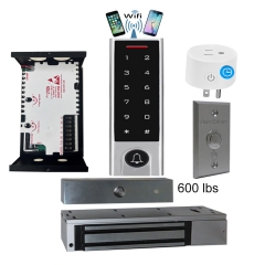 BS-H3 Narrow Stile, Touchscreen keypad, Wifi Mobile APP, Card, Code, CardCode 4in1 IP66 Waterproof Access Control + Power Adapter + Exit Button + EL-600 Magnetic lock + BS-10 APP Smart Timer