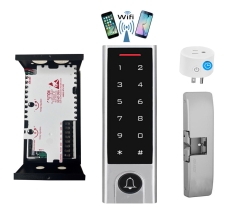 BS-H3 Narrow Stile, Touchscreen, Wifi Mobile APP, Card, Code, CardCode 4in1 IP66 Waterproof Access Control + NU-06 Power Adapter + HES-9600 E-Strike of Push Bar + BS-10 APP Smart Timer