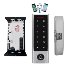 BS-H3 Narrow Stile, Touchscreen, Wifi Mobile APP, Card, Code, CardCode 4in1 IP66 Waterproof Access Control + NU-06 Power Adapter + HES-9600 E-Strike of Push Bar