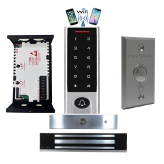 BS-H3 Narrow Stile, Touchscreen, Wifi Mobile APP, Card, Code, CardCode 4in1 IP66 Waterproof Access Control + Power Adapter + Exit Button + NW-250 Waterproof Maglock 600 lbs Holding force
