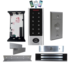 BS-H3 Narrow Stile, Touchscreen, Wifi Mobile APP, Card, Code, CardCode 4in1 IP66 Waterproof Access Control + Power Adapter + Exit Button + NW-250 Waterproof Maglock 600 lbs + LB-ZB Bracket