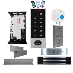 BS-H3 Narrow Stile, Touchscreen, Wifi Mobile APP, Card, Code, CardCode 4in1 IP66 Waterproof Access Control + Power Adapter + Exit Button + NW-250 Waterproof Maglock 600 lbs + LB-ZB Bracket + BS-10 APP Smart Timer
