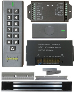 BS-SK7 Wireless Keypad & Card Reader Access Control System, IP66 + Wireless Exit Button + 12V DC Power Adapter + NW-250 Waterproof Maglock 600 lbs + LB-ZB Bracket 