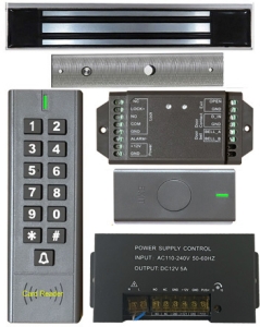 BS-SK7 Wireless Keypad & Card Reader Access Control System, IP66 + Wireless Exit Button + 12V DC Power Adapter + NW-250 Waterproof Maglock 600 lbs 