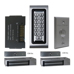 SA-600 Standalone Access control + Power Adapter Controller-NO/NC + Exit Button + 2 x 1200 lbs Maglock For Double Doors