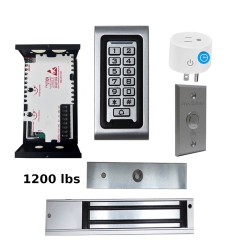 SA-600 Standalone Access control + Power Adapter Controller-NO/NC + Exit Button + 1200 lbs Maglock + BS-10 APP Smart Timer Plug