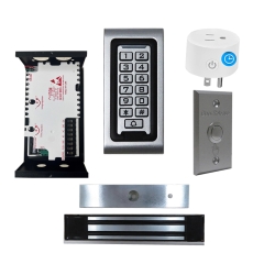 SA-600 Standalone Access control + Power Adapter Controller-NO/NC + Exit Button + NW-250 Waterproof 600 lbs Maglock + BS-10 WiFi APP Smart Plug with Timer Function