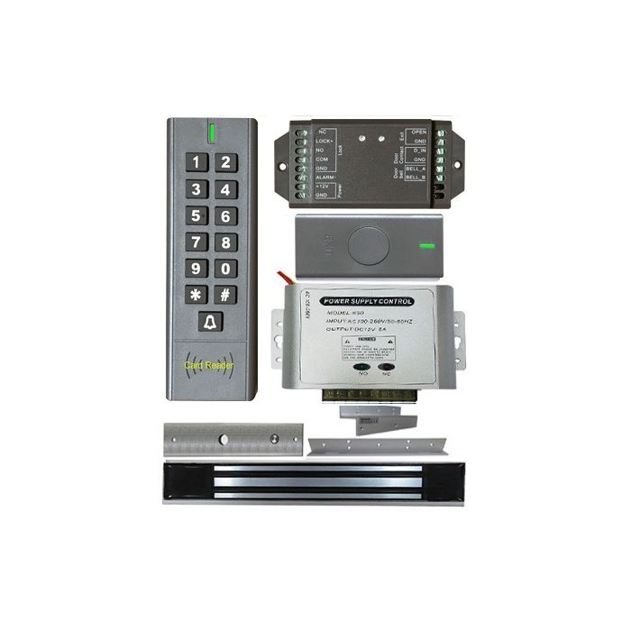 Entry Access Control System 600lbs EM Lock Power Supply Metal RFID Keypad Reader 