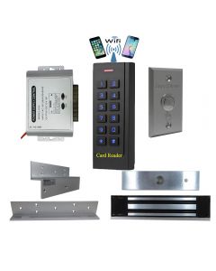 BS-35 Wifi Mobile APP, Card, Code, Card+Code 4in1 Waterproof Access Control + Power Adapter + Exit Button + NW-250 Waterproof Maglock 600 lbs + LB-ZB Bracket