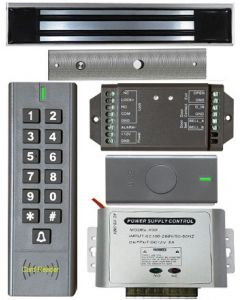BS-SK7 Wireless Keypad & Card Reader Access Control System, IP66 + Wireless Exit Button + 12V DC Power Adapter + NW-250 Waterproof Maglock 600 lbs 