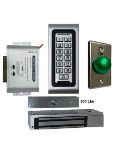 SA-600 Standalone Access control + Power Adapter Controller-NO/NC + Exit Button + 600 lbs Maglock 