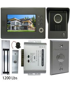 High Quality VDP-C37 Video Door Phone 7' Monitor with Weatherproof Outside Camera + POWER ADAPTER + EXIT BUTTON + 1200 LBS MAGLOCK